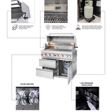 Outdoor Kitchen Island 95.8 Inch 6+1 Burner Propane Gas BBQ Grill 95500 BTU 304 Stainless Steel