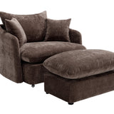 46.1" W Upholstered Oversized Swivel Accent Chair with Ottoman