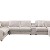 Celine - Fabric Corner Sectional Sofa With Right-Facing Chaise, Cupholders, And Charging Ports