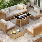 K&K 8-Piece Patio Furniture Set with Fire Pit Table