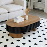 Elliptical Living Room Coffee Table With Hidden Storage And Removable Tabletop