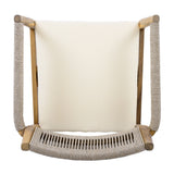 Braided Acacia Wood Outdoor Dining Chairs Set of 2 – Teak Look with Beige Rope & Cream Cushions