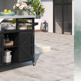 K&K Outdoor Kitchen Island with Rolling Bar Cart and Storage Cabinet