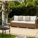 Outdoor Furniture Rattan Sofa with Cushions and Throw Pillows