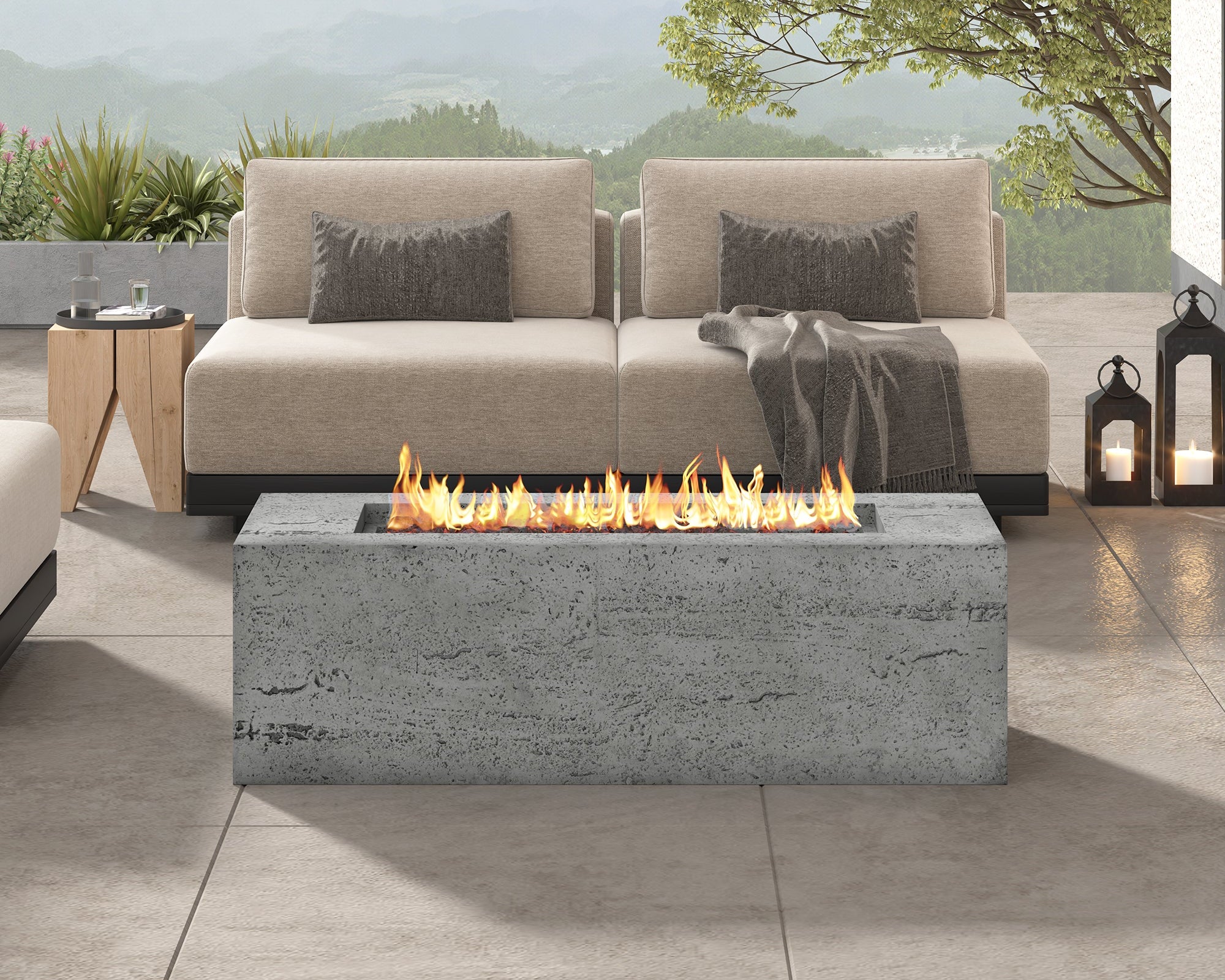 U_STYLE Outdoor Rectangular Propane Fire Pit 41.9" 40000 BTU