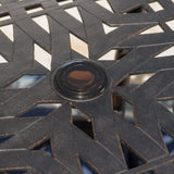Enchantia Outdoor Square Dining Table with Weave Tabletop and Flared Legs - Copper