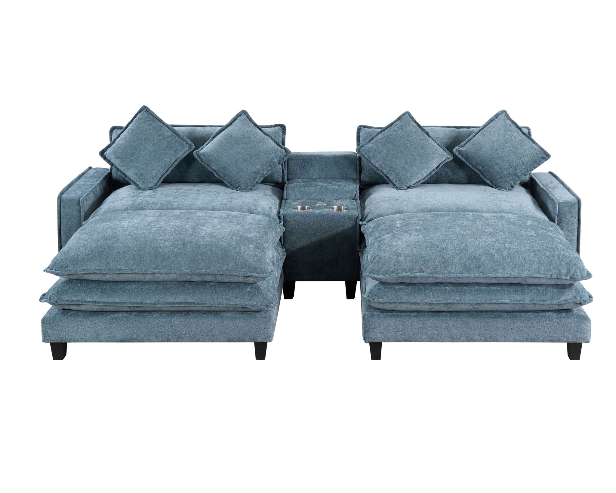 Modern Sectional Sofa With Removable Ottomans, USB Ports