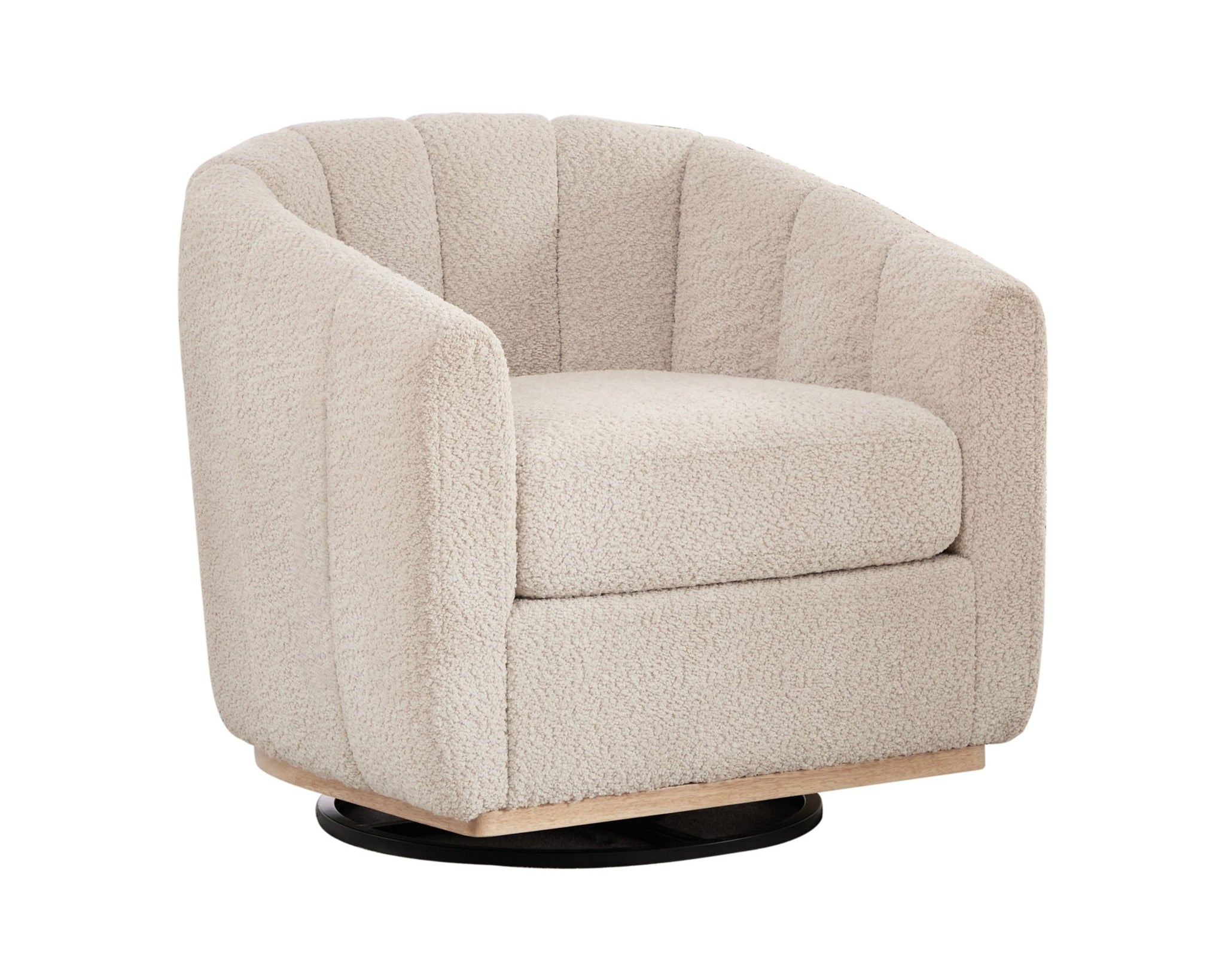 Swivel Upholstered Barrel Chair With Metal Base