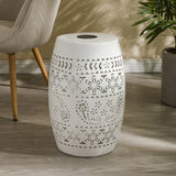 Solar Side Table with Built-in Solar Battery (White)