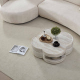 Clover Round Coffee Table With Open Storage - Marble