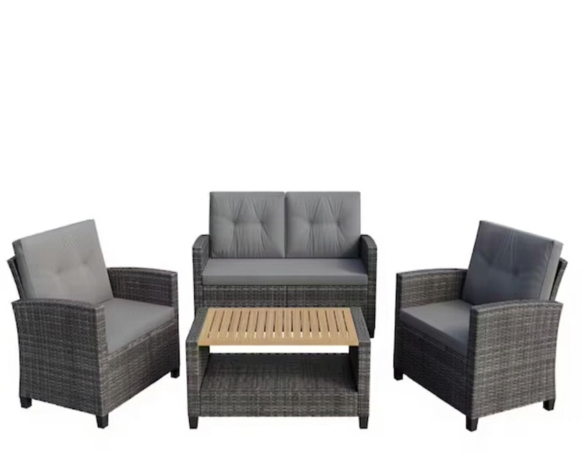 Modern All-Weather Patio Set With Cushions And Table
