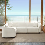 104" L-Shaped Curved Contemporary Sectional Sofa with Bouclé Upholstery - Beige