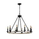 32" Rustic Farmhouse 10-Light Candle Chandelier