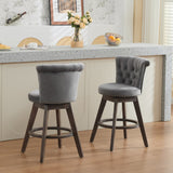 26" Counter Height Bar Stools Set of 2 with 360° Swivel and Velvet Upholstery