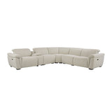 Dayana Boucle Power Recliner Sectional Sofa For 5 People With Cupholder Console Adjustable Headrest - Beige