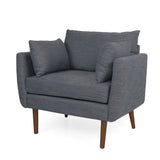 Luminate Upholstered Fabric Club Chair with Tapered Legs and 2 Accent Pillows