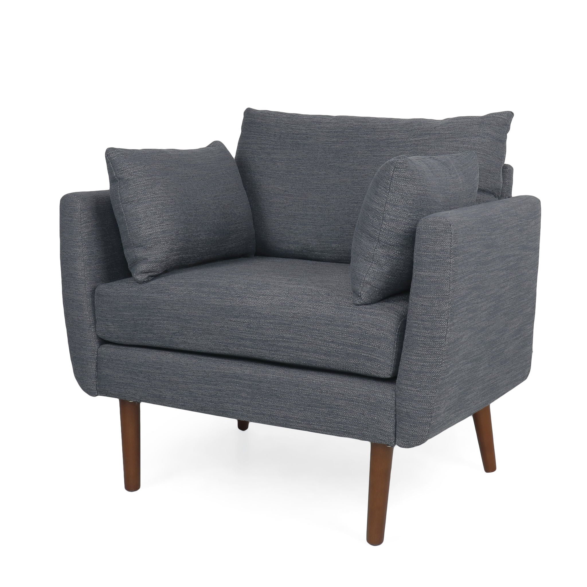 Luminate Upholstered Fabric Club Chair with Tapered Legs and 2 Accent Pillows