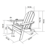 HDPE Folding Adirondack Chair with Dual Cup Holder - Gray