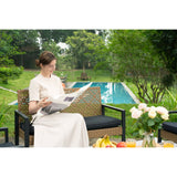 4 Piece Patio Furniture Set With Acacia Wood Table Top