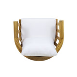 Outdoor Club Chair with Curved Backrest and Frame - White