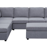 Marley 7-Seat Reversible Modular Sectional Sofa with Ottoman