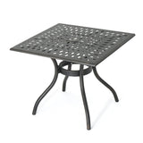 Enchantia Outdoor Square Dining Table with Weave Tabletop and Flared Legs - Copper