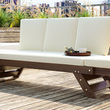 TOPMAX Outdoor Adjustable Patio Wooden Daybed Sofa Chaise Lounge