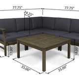 Perla 6-Piece Dark Grey Outdoor Sofa Set