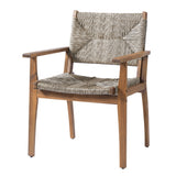 Durable Outdoor Dining Chair with Acacia Wood Frame, Handwoven Wicker Seat, Brown Finish, Patio Garden Furniture, (Compatible with Matching Table) Set of 2
