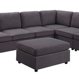 Cassia - 7 Seat Reversible Modular Sectional Sofa With Ottoman