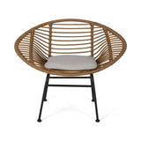 Cordella Outdoor Woven Wicker Chairs with Cushions, Set of 2