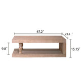 Rustic Solid Wood Coffee Table with Open Shelf – 47.2"
