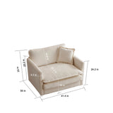 Modern Accent Chair with Ottoman in Beige Chenille