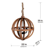 4 Light Wood Chandelier with Adjustable Chain