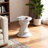 Geometric Round Outdoor End Table - Marble