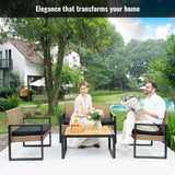 4 Piece Patio Furniture Set With Acacia Wood Table Top