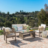 4 Piece Outdoor Chat Set With Water-Resistant Cushions