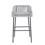 La Push Outdoor Patio Light Gray Rope Bar Stool, Set of 2