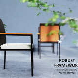 Set of 2 Patio Wicker Dining Chairs with Backrest and Armrests
