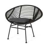 Cordella Outdoor Woven Wicker Chairs with Cushions, Set of 2