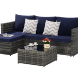 2 Pieces Patio Furniture Set, Outdoor Woven Sectional L-Shaped Patio Furniture
