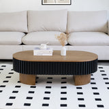 Elliptical Living Room Coffee Table With Hidden Storage And Removable Tabletop