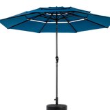 Aluminium 10ft 3 Tier Auto-tilt Outdoor Patio Umbrella - Dark Blue