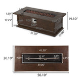 Transitional Rectangular Outdoor Propane Fire Pit With 50,000 BTU
