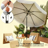 Vented Patio Table Umbrella with Crank and Push Button Tilt