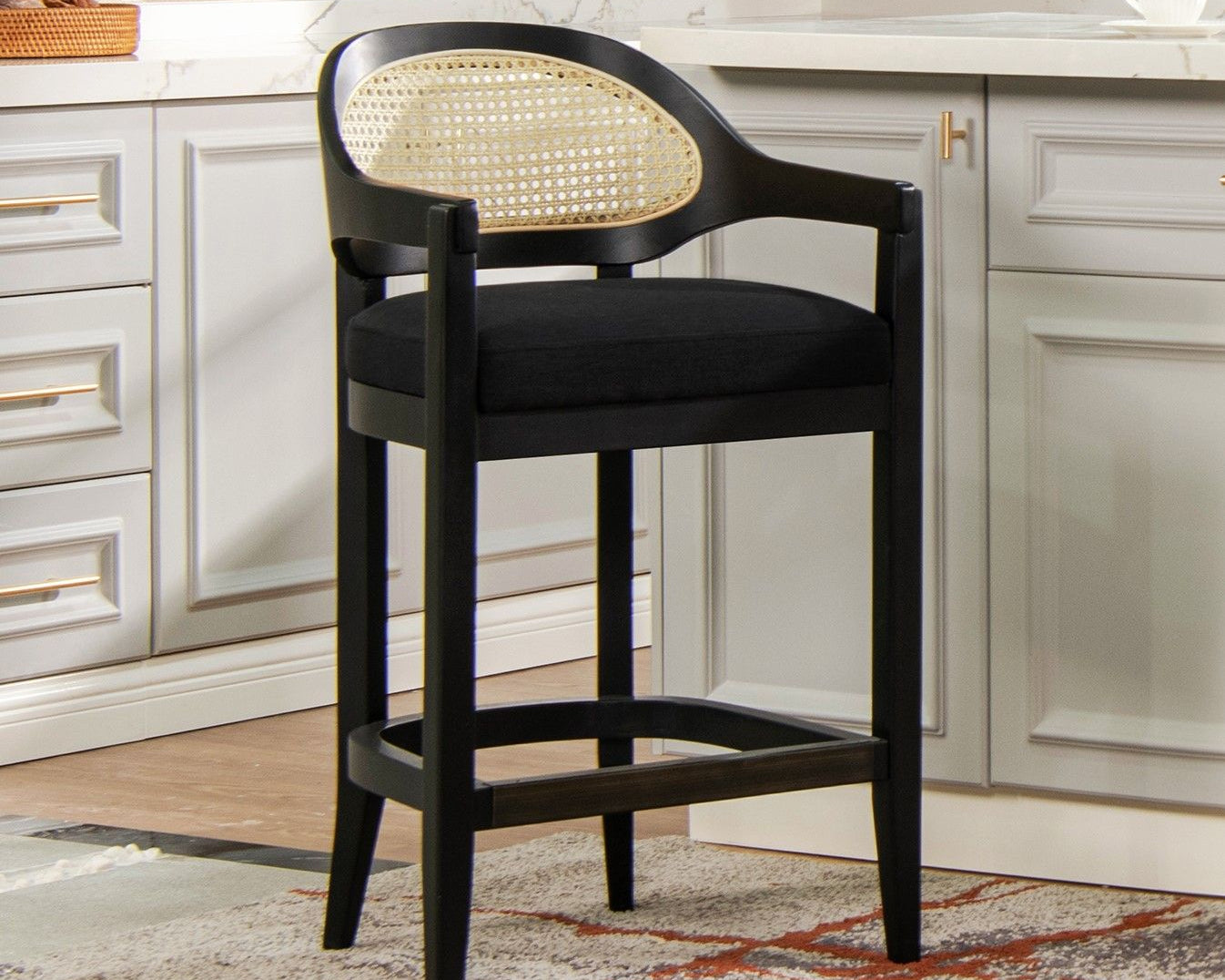 Americana - Mid-Century Modern Cane Back Counter Stool