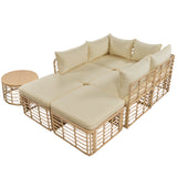7 Pieces Outdoor Patio Furniture, All-Weather Rattan Sectional Sofa Set