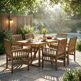 7 Pieces Acacia Wood Outdoor Dining Set