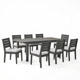 9-Piece Outdoor Dining Set with Extendable Acacia Wood Table and Cushioned Chairs