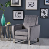 Bolt Upholstered Recliner Chair With Stainless Steel Base - Gray / Chrome